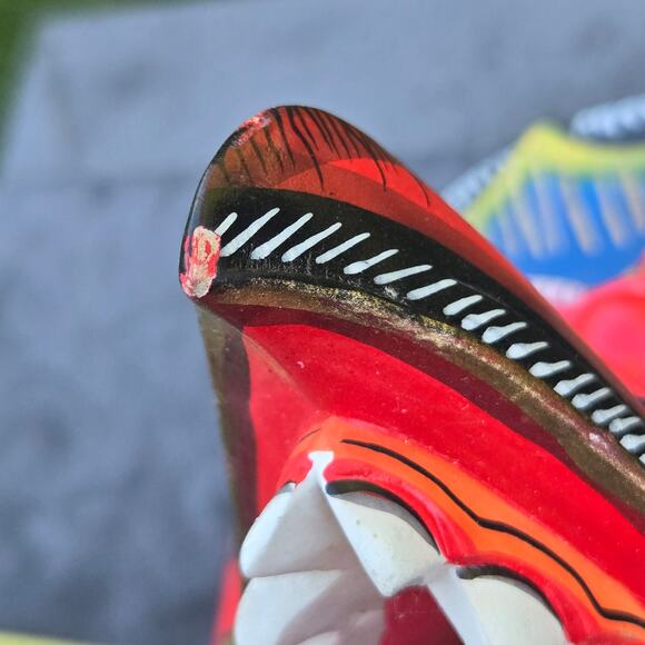 Vintage Balinese Garuda Mask Hand Painted Marked Mythical Ceremonial Wall Art - Picture 13 of 14